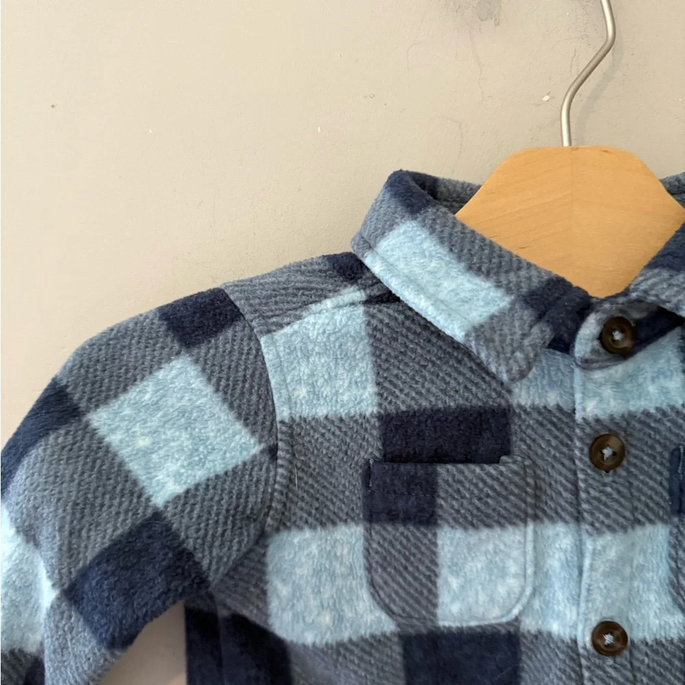 $11 ADD ON Old Navy Blue Plaid Shacket 6-12M Fleece Zara‎